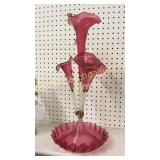 Victorian 4 Stem Ruby Lily Epergne