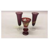 Bohemian Ruby, Pair Amethyst Vases