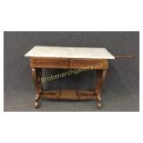 Burl Walnut Washstand W Marble Top