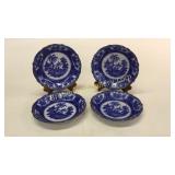 4 Flow Blue Bowls