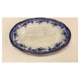 Large Ironstone Flow Blue Meat Platter