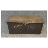 Early Carved  Oak Bible Box