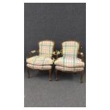 Pair French Provincial Style Open Armchairs