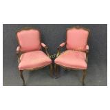Pair Upholstered French Open Armchairs