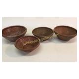 4 Painted Redware Dirt Dishes