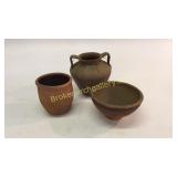 3 Pieces NC Redware