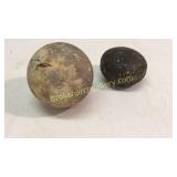 2 Round Native American Game Stones