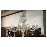 Vintage 5 Light Glass & Crystal Chandelier