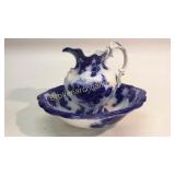 Johnson Brothers Blue Transfer Bowl and Pitcher