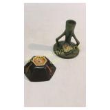 Roseville Hexagon Bowl, Magnolia Candlestick