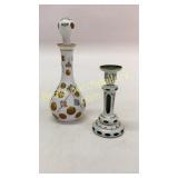 Bohemian Cut Decanter and CandlesticK