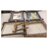 2 Vintage Prints, 3 Old Frames
