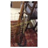 Pair Wooden Crutches, Carved Gun