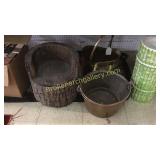 2 Brass Pails & Log Seat