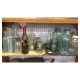 Group Soda Bottles, Canning Jars, Assorted Glass