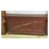 Oak Store Counter W Carved Panels