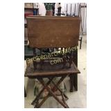 Rattan Side Table, Drop Leaf Stand