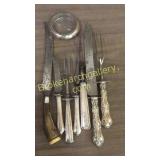 7 Sterling Handle Carving Pieces, Coaster