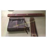 Leather Camera Case Marked EKC, Tripod, Level