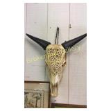 Ornately Carved Cow Skull
