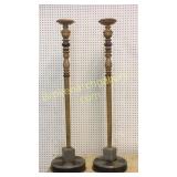 48" Turned Wooden Pricket Style Candlesticks