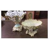 Dresden Style Compote, Pierced Fruit Stand