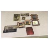 10 Pieces Framed Photos, Negative Plates, Tin