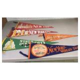 5 Vintage Felt Pennants and Group Pin Back Buttons