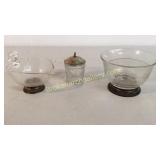 3 Sterling and Glass Condiment Dishes