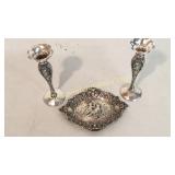3 Pieces Sterling Repousse Table Articles