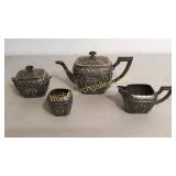 4 Piece Plated Repousse Tea Service