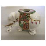 Asian Porcelain Elephant Brush Holder