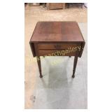 2 Drawer Walnut Drop Leaf Stand