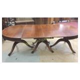 Inlaid Mahogany Pedestal Base Dining Table