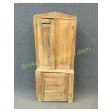 Primitive Yellow Pine Step Back Cupboard
