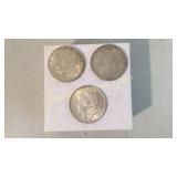 Three Morgan Silver Dollars