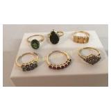 6 Gemstone Rings, 10k