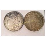 Two 1921 Morgan Silver Dollars