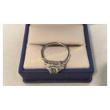 Ladies 14K White Gold Ring w/ Garnet