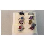 8 Gemstone Rings, Marked 925