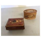 Hand Carved Bark Box, German Music Box