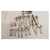 21 Pieces Sterling Flatware, Plated Tongs