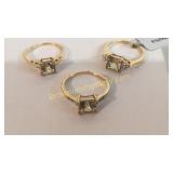 3 Ladies Gemstone 14k Gold Rings