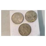 Three 1922 Peace Silver Dollars