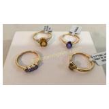 4 Gemstone Rings, 14k