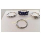 18k Band, 3 Sterling Rings