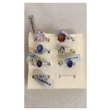 7 Sterling Gemstone Rings