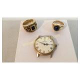 14 k Jules Jergenson Watch, 2 14k Rings