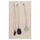 3 Sterling And Stone Pendants