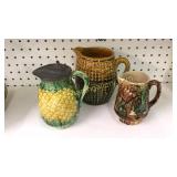 3 Majolica Pitchers